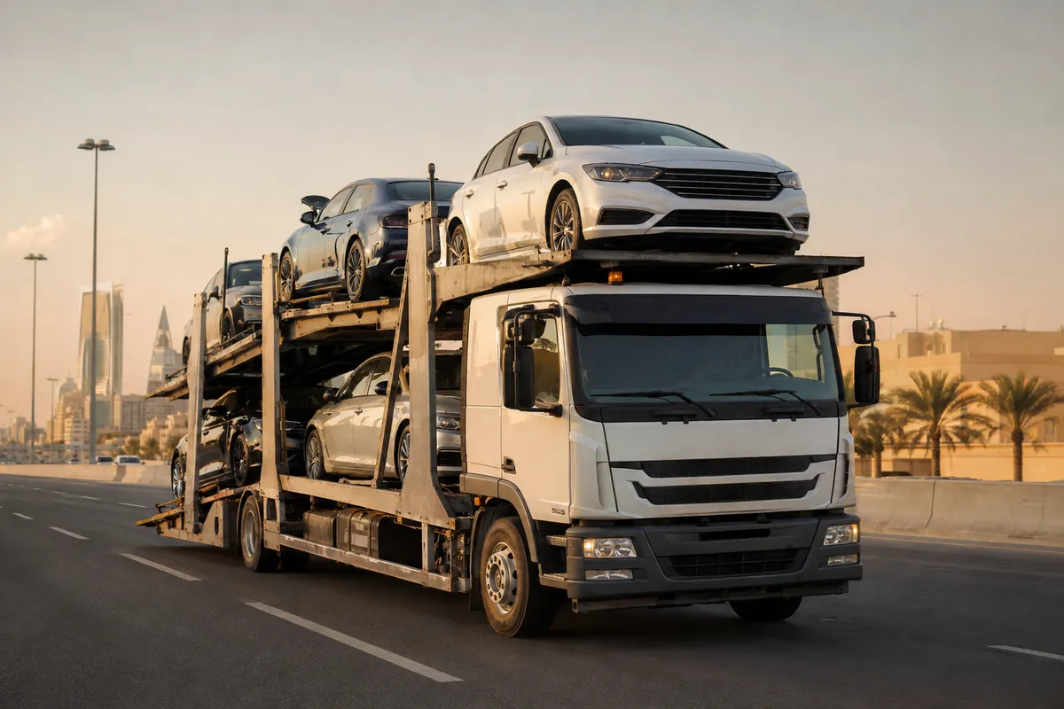 Multi-Car Carrier tow truck (ناقلة سيارات متعددة) from the Riyadh Tow Services fleet