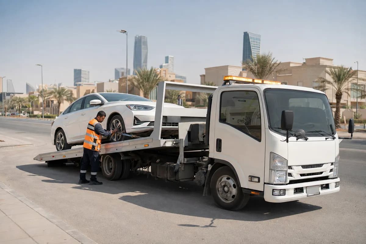 Flatbed tow truck in Al Aqiq, Riyadh (العقيق) near KAFD