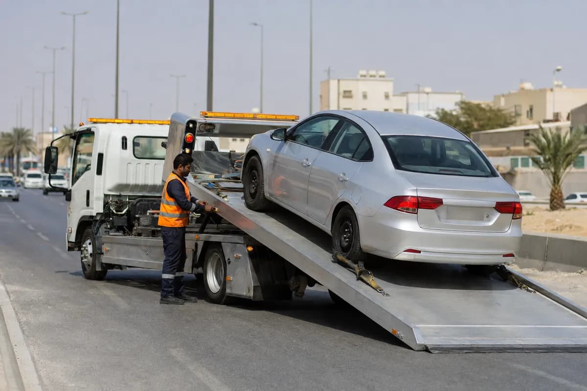 Flatbed tow truck in Al Aziziyah, Riyadh (العزيزية) near Al Aziziyah Vegetable Market