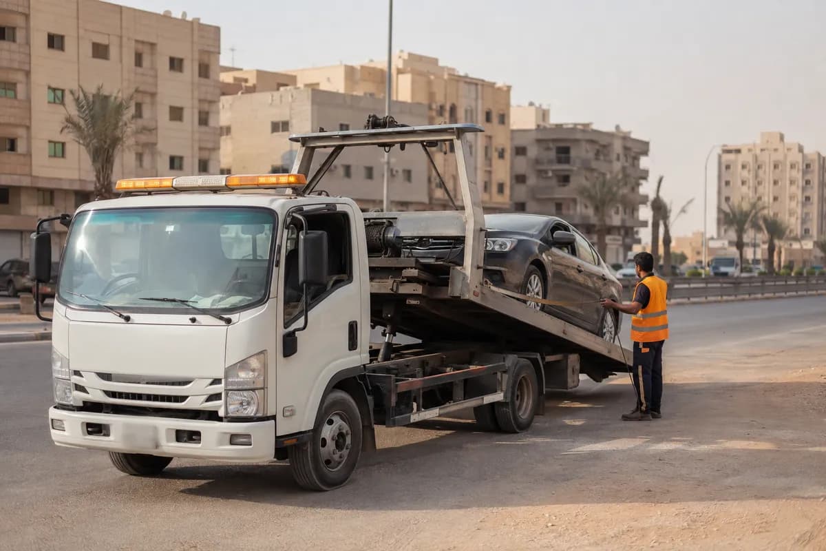 Flatbed tow truck in Al Khaleej, Riyadh (الخليج) near Al Khaleej Park