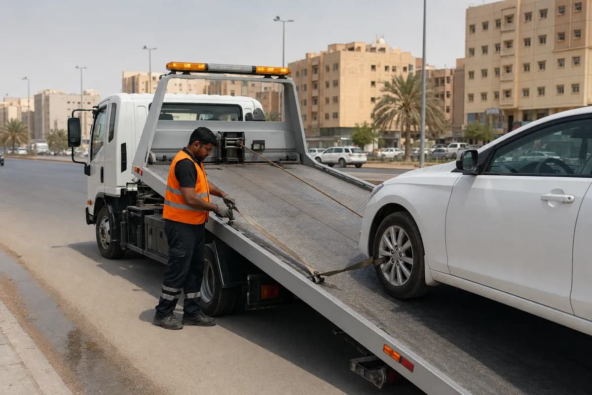 Flatbed tow truck in Al Munsiyah, Riyadh (المونسية) near Al Janadriyah