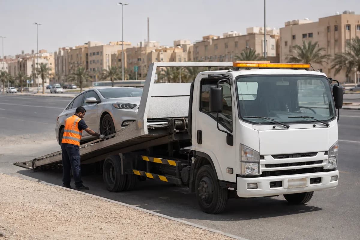 Flatbed tow truck in Al Naseem, Riyadh (النسيم) near Naseem Mall