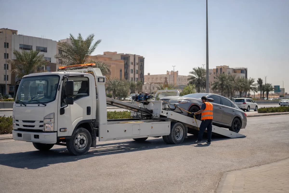 Flatbed tow truck in Al Rabwah, Riyadh (الربوة) near Al Rabwah Mall