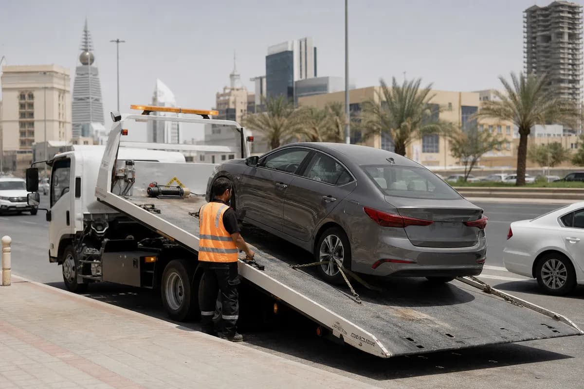 Flatbed tow truck in Al Sulimaniyah, Riyadh (السليمانية) near Riyadh Gallery
