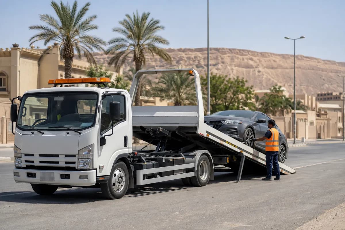 Flatbed tow truck in Al Uraija, Riyadh (العريجاء) near Al Uraija Park