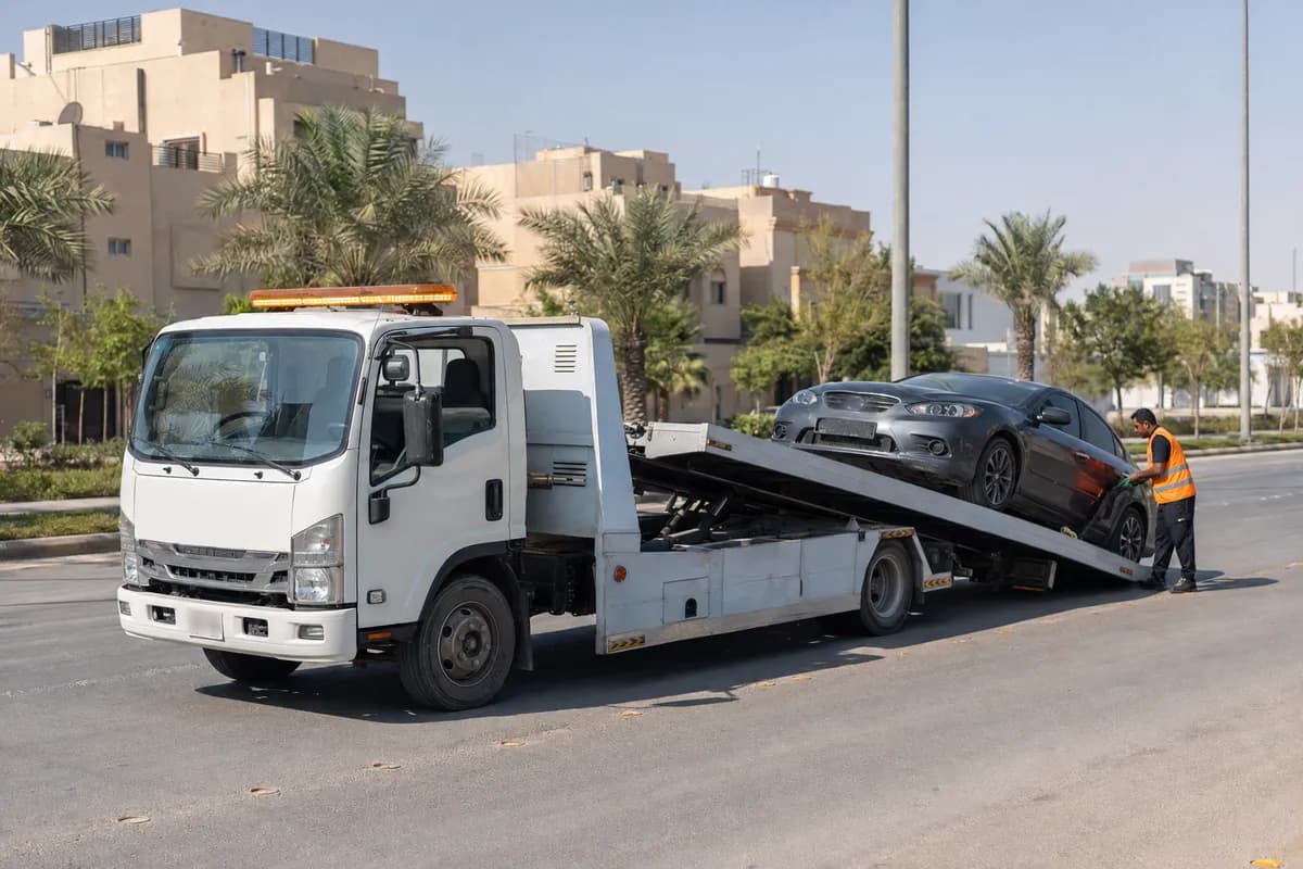 Flatbed tow truck in Al Yasmin, Riyadh (الياسمين) near Yasmin Park