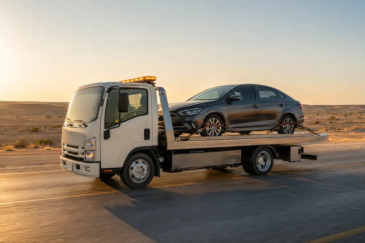 Flatbed car transport from Riyadh to Al Dawadmi (الدوادمي) on the Route 505 west