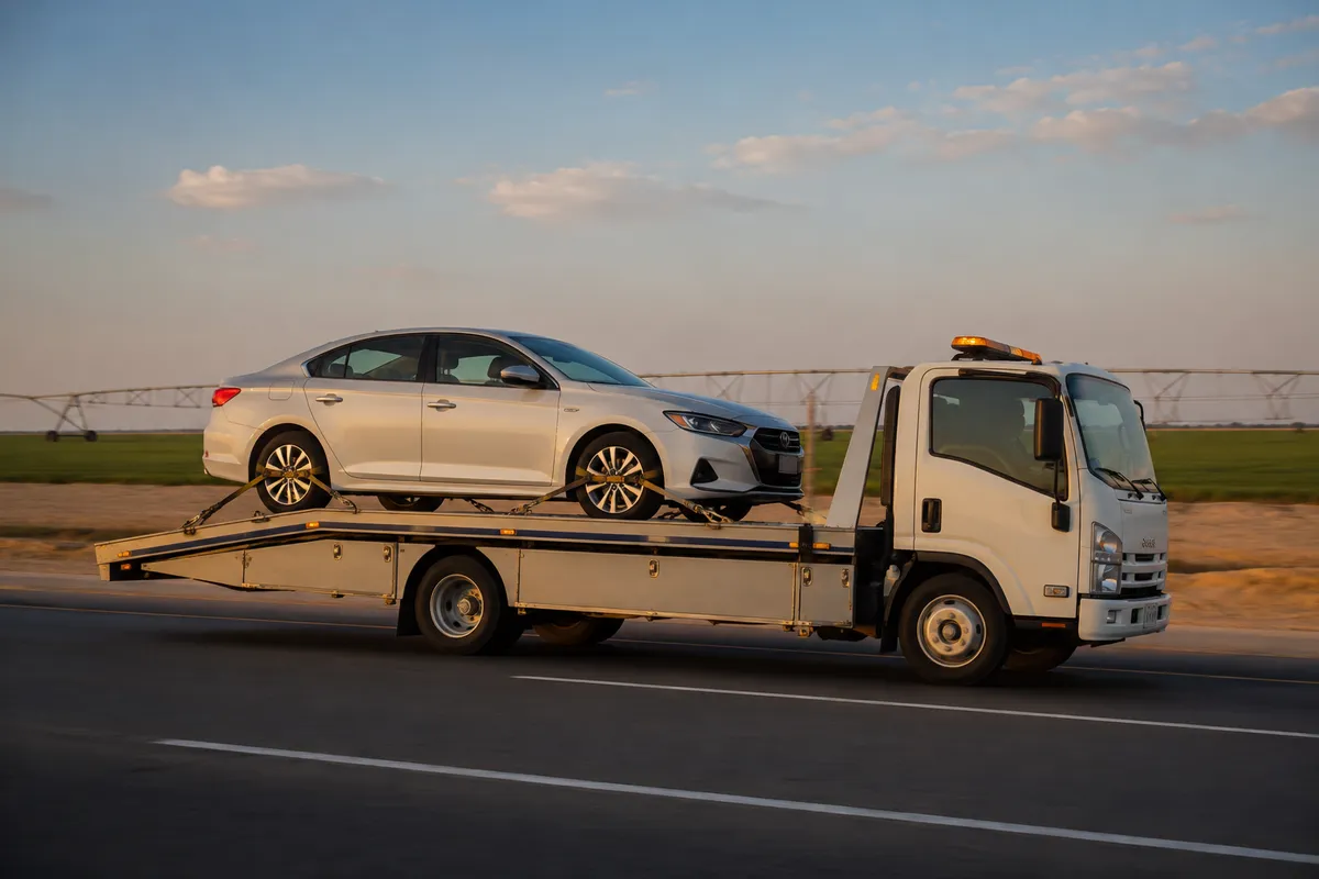 Flatbed car transport from Riyadh to Al Kharj (الخرج) on the Al Kharj Road (Route 65 south)