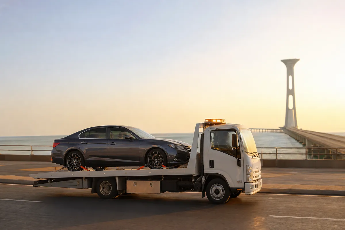 Flatbed car transport from Riyadh to Bahrain (Manama) (البحرين) on the Route 40 to Khobar then King Fahd Causeway