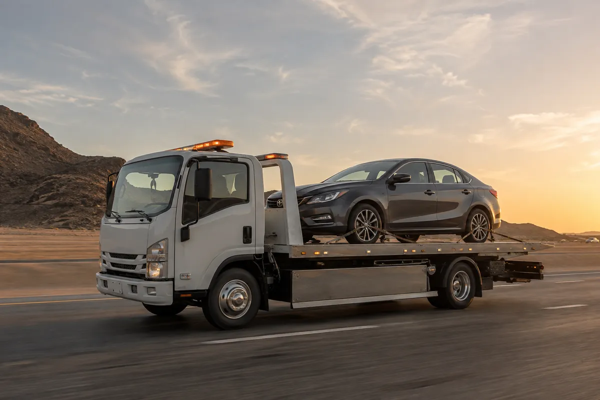 Flatbed car transport from Riyadh to Madinah (المدينة المنورة) on the Qassim Road then Route 60 via Buraydah
