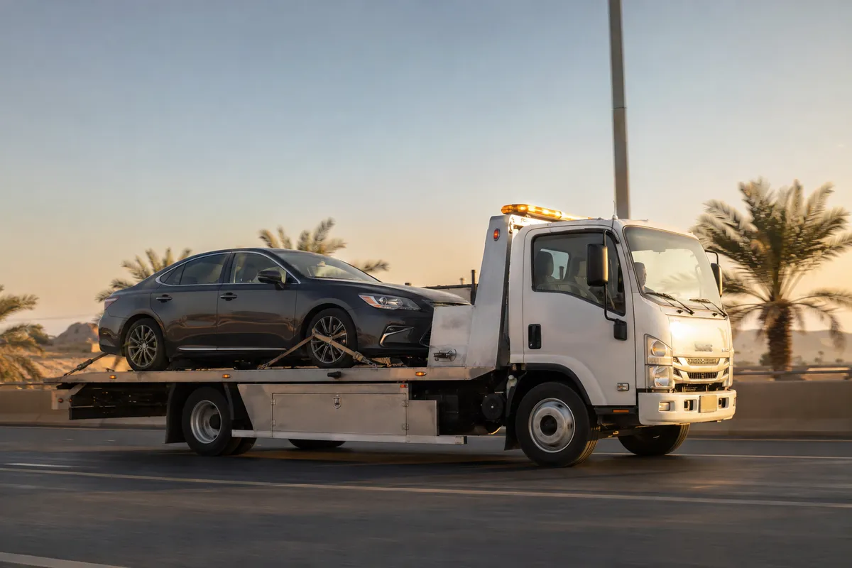 Flatbed car transport from Riyadh to Taif (الطائف) on the Makkah Highway (Route 40)