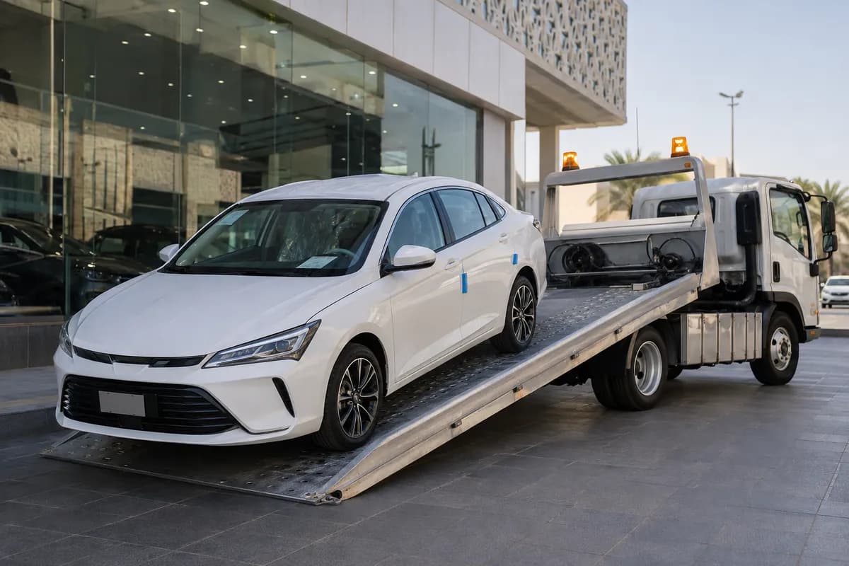 Showroom & Dealer Delivery in Riyadh (توصيل سيارات المعارض): 24/7 tow truck, fixed price on WhatsApp