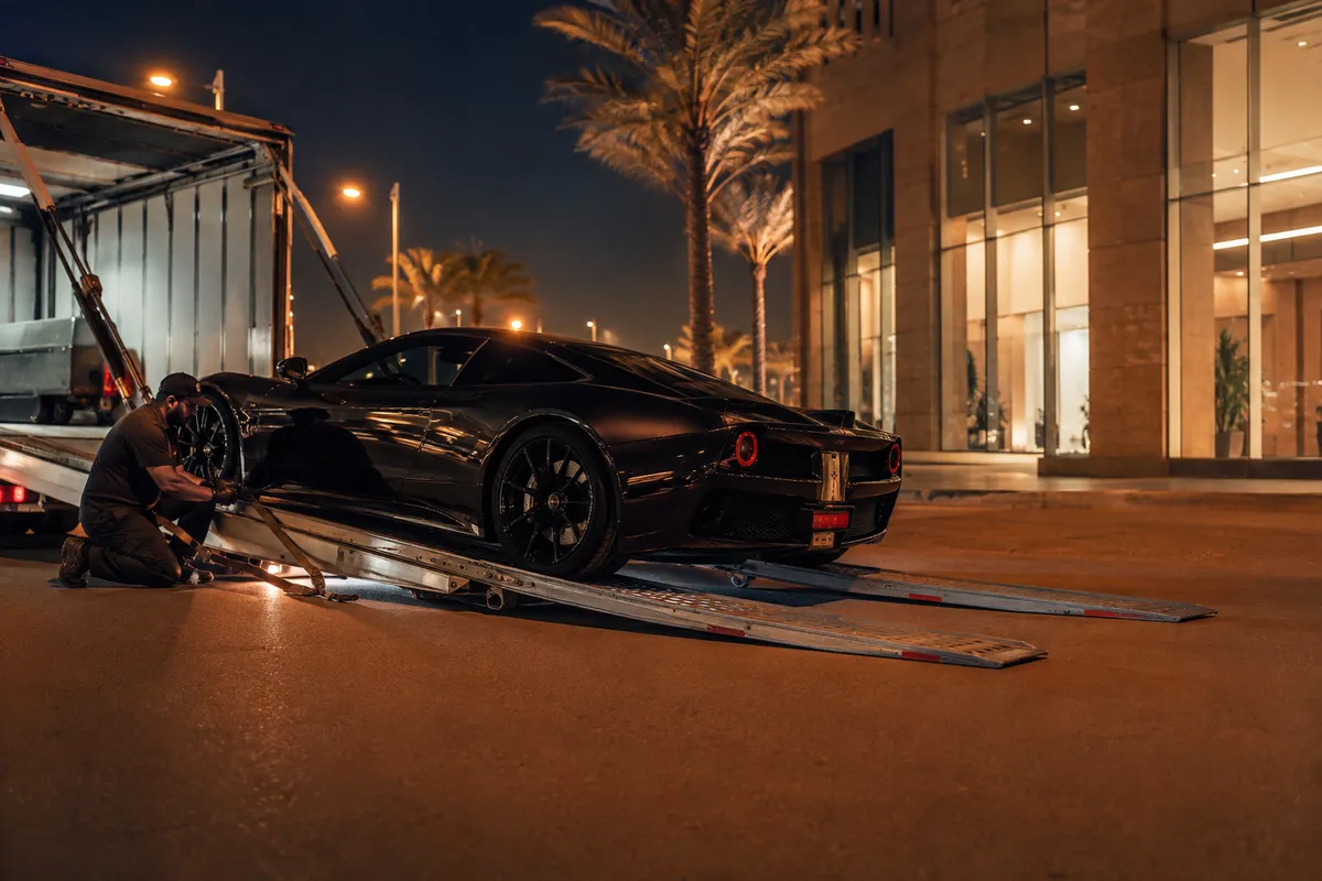Luxury & Sports Car Transport in Riyadh (نقل السيارات الفاخرة): 24/7 tow truck, fixed price on WhatsApp